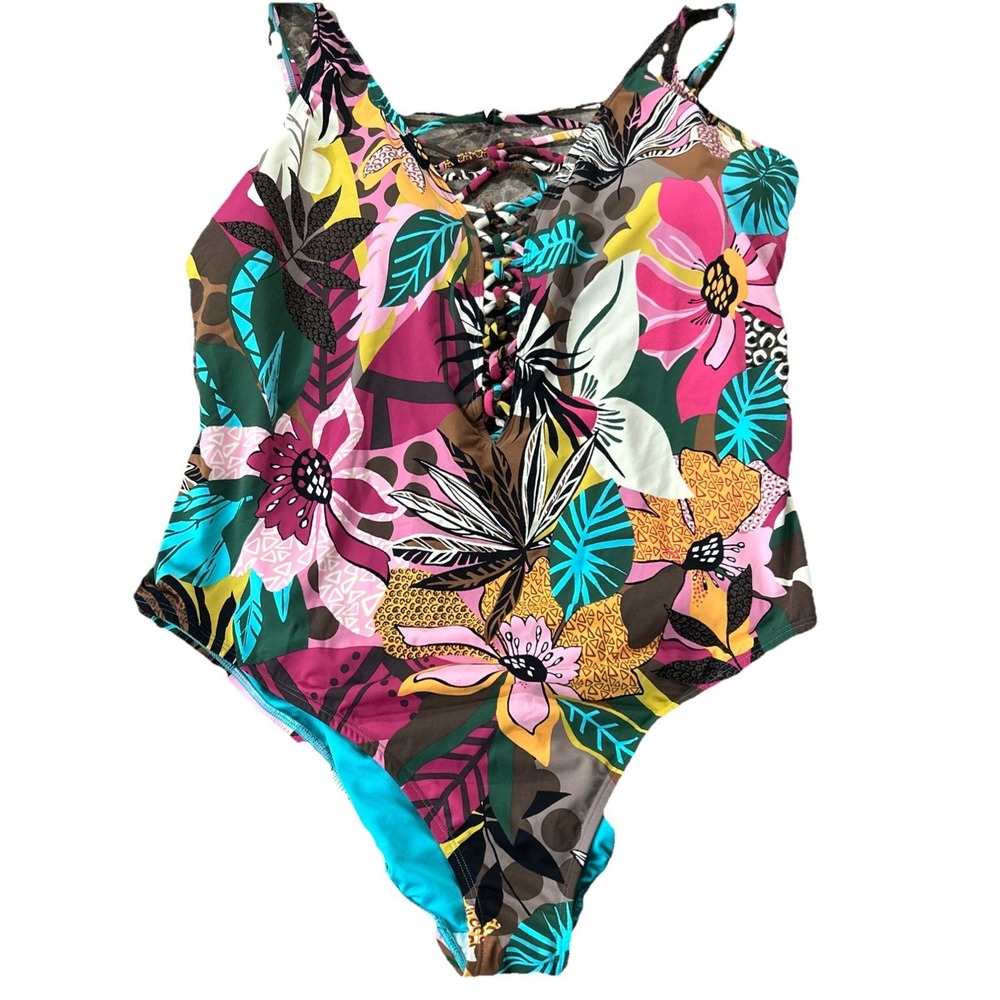 blue rod beattie swimsuit Womens 22w Flowers Floral RBRW22232X One Piece